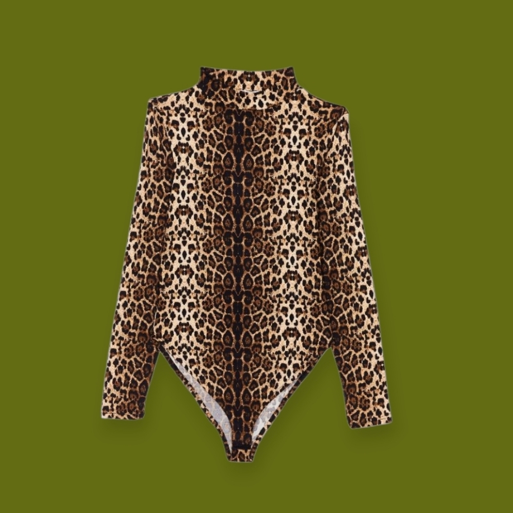 Womens Leopard Print Bodysuit